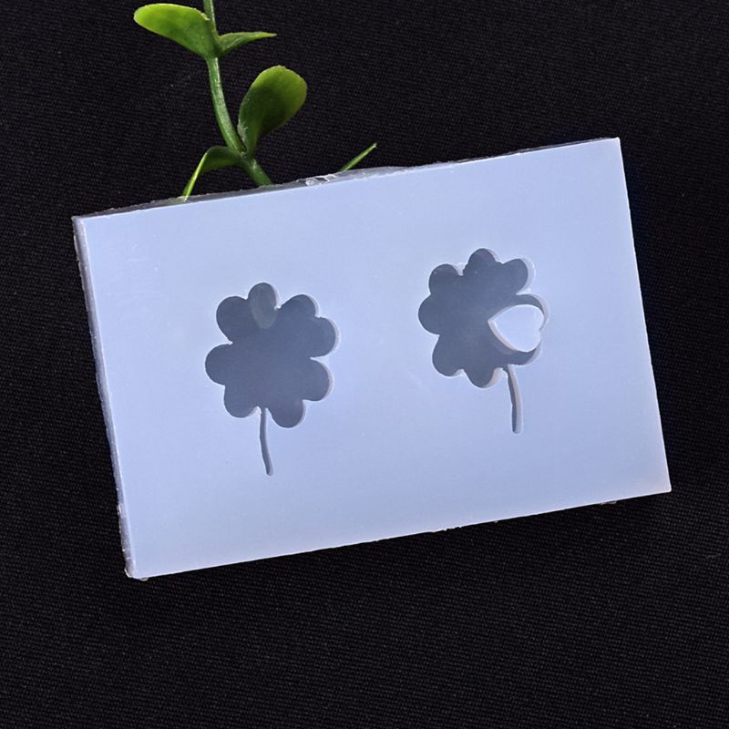 Siy Cetakan Resin Epoksi Uv Bentuk Daun Clover Mini Bahan Silikon Untuk Aksesoris Perhiasan Diy