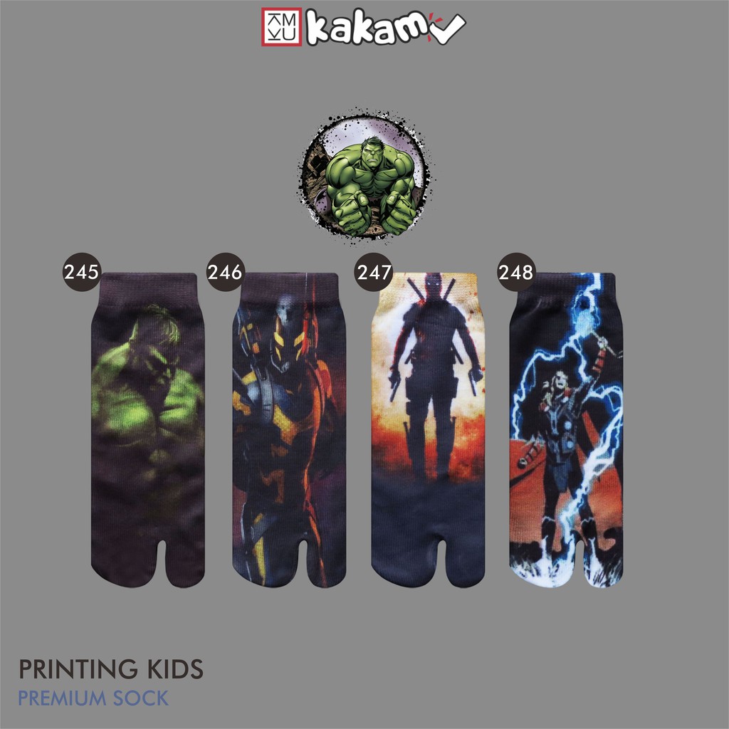 Kakamu Kaos Kaki Jempol Anak Printing Karakter  Iron Man, Hulk 13