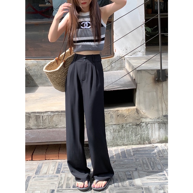 Celana Hitam Wanita Terbaru Korean Style Celana Kulot Jumbo Loose Highwaist Celana Panjang Wanita Celana Bahan