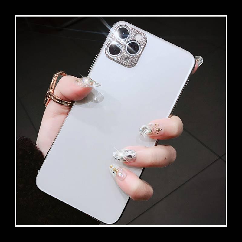 Case Pelindung Lensa Kamera Aksen Berlian Imitasi Glitter Bling Untuk Iphone 12 13 11 Pro Max 12 13 Pro Max