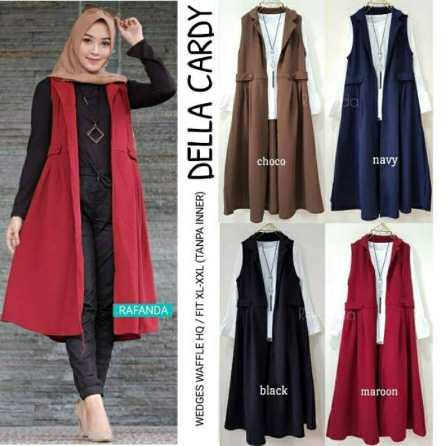 Della Cardy, KARDIGAN WANITA CANTIK TANPA LENGAN BAHAN WEDGES WAFFLE LD 98-110 TERMURAH TERLARIS OOTD MODIS