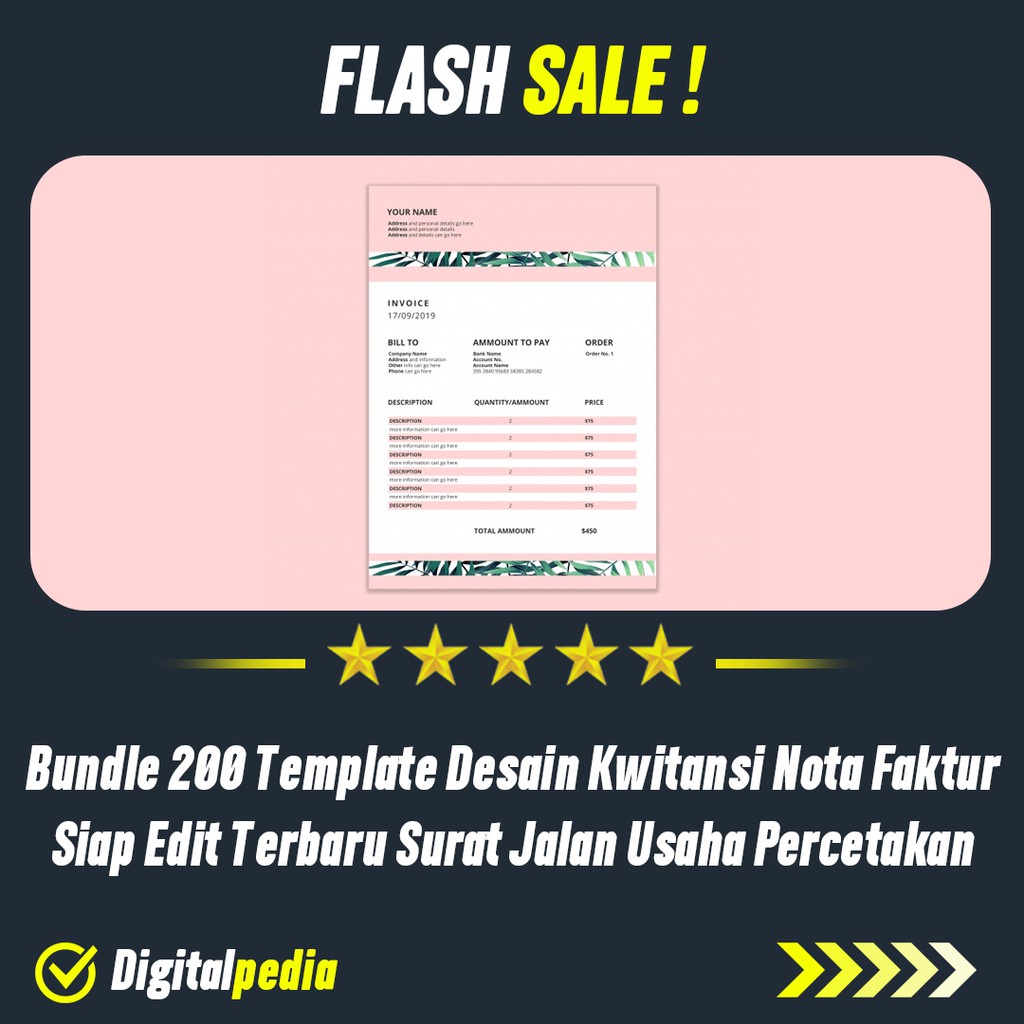 Bundle 200 Template Desain Kwitansi Nota Faktur Siap Edit Terbaru Surat Jalan Usaha Percetakan
