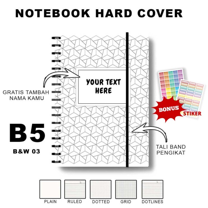 

Spesial Notebook Hardcover B5 Motif B&W 1/Journal/Buku Spiral/Agenda/Jurnal Sale!!!