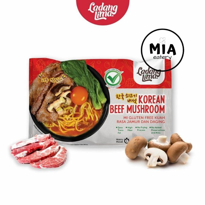 

Ladang Lima Korean Noodle Mie Instant Gluten Free | Korean Beef Mushroom Mi