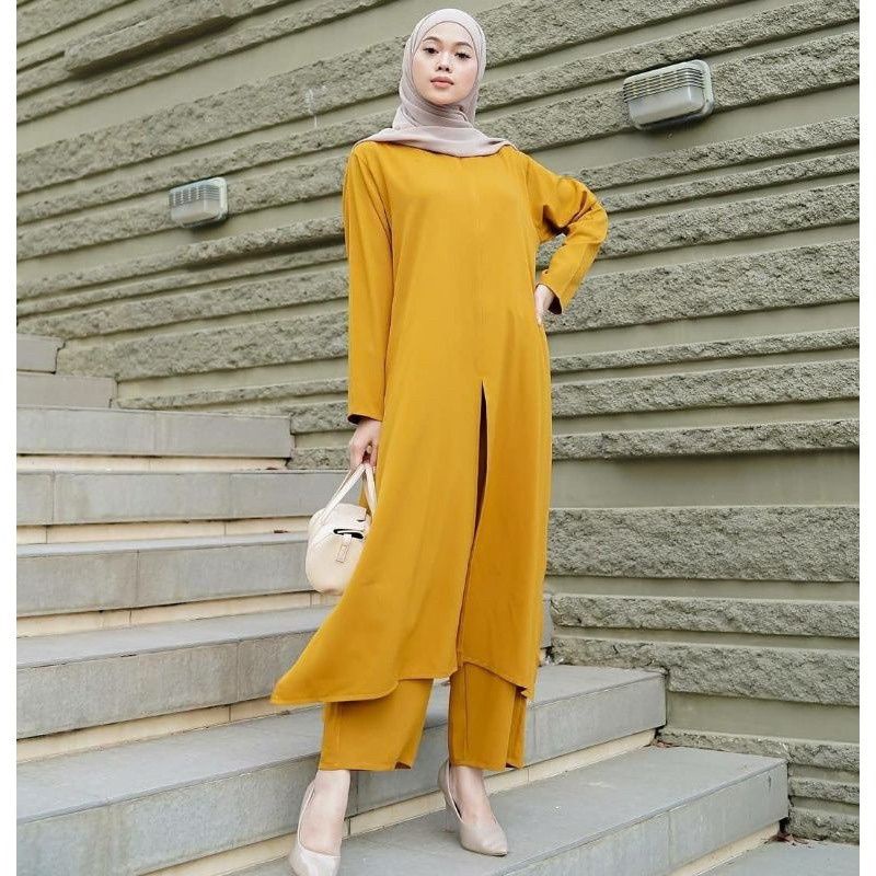 ONE SET TUNIK POLOS SETELAN TUNIK WOLFIS ANJASA