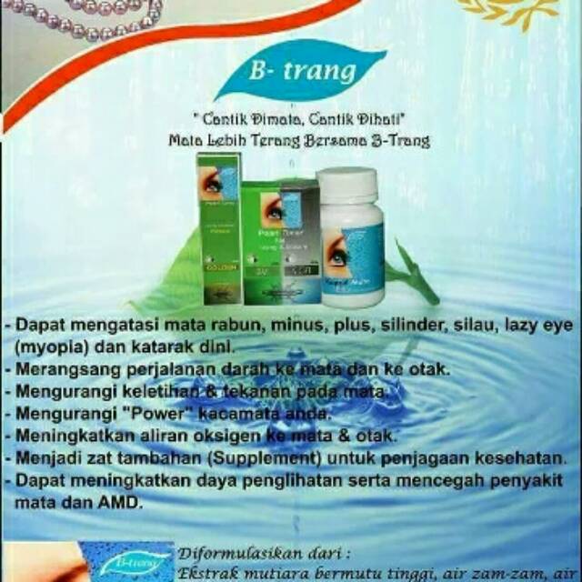 PAKET LENGKAP Btrang / b trang obat mata herbal ( capsul mata, spray mutiara, toner mata )
