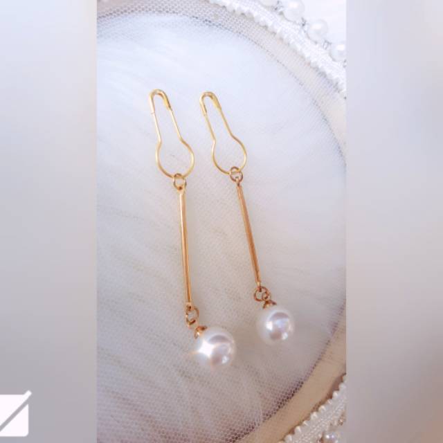 A181 Anting hijab juntai pearl gold