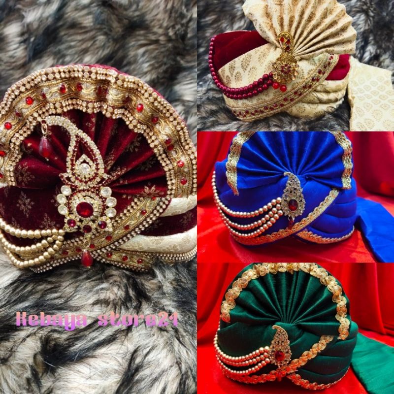 Topi penganten ala india cowok dewasa  topi cowok / topi india / turban cowok /  topi pengantin indi