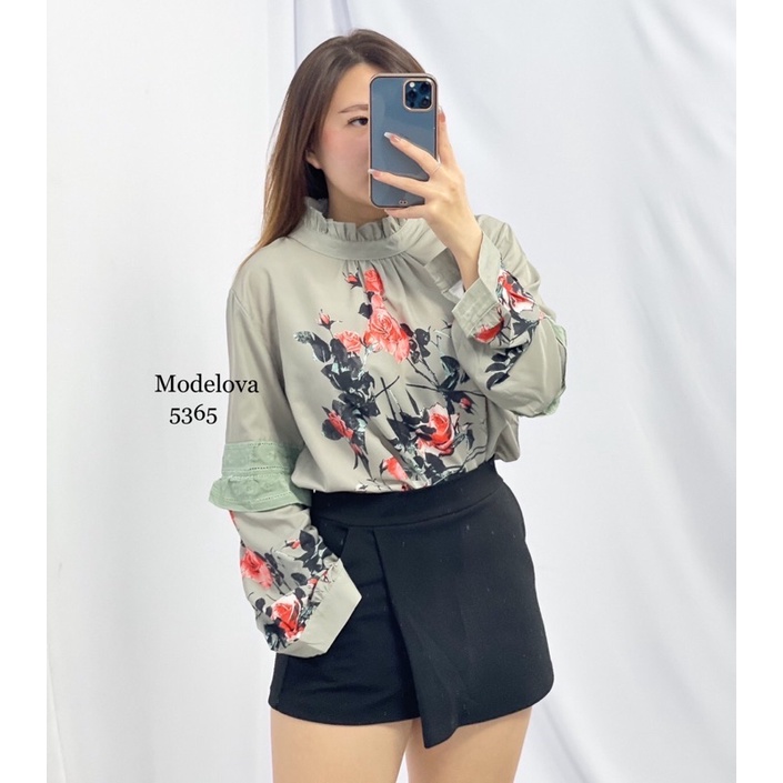 MDLV ~ 5365 GINA PLACEMENT PRINT TOP BLOUSE PREMIUM BLOUSE KOREA BLOUSE WANITA FASHION IMPORT