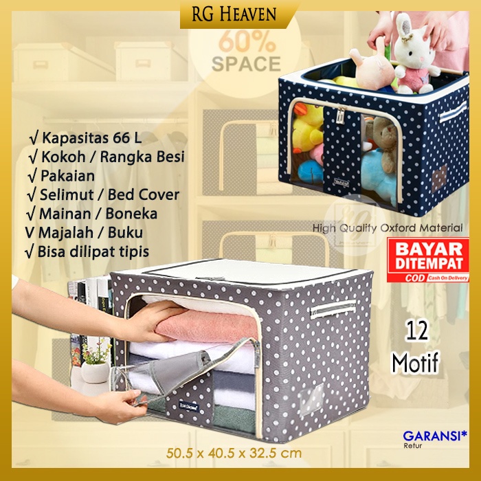 Tas Pakaian Besar Storage Box Tempat Penyimpanan Baju Jumbo Keranjang Kotak Mainan Boneka Selimut RS