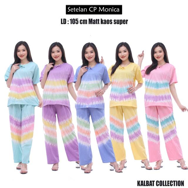 Setelan Celana Panjang - Cp Kaos Godong Baju TIdur Batik Lengan Pendek Fashion Piyama Wanita
