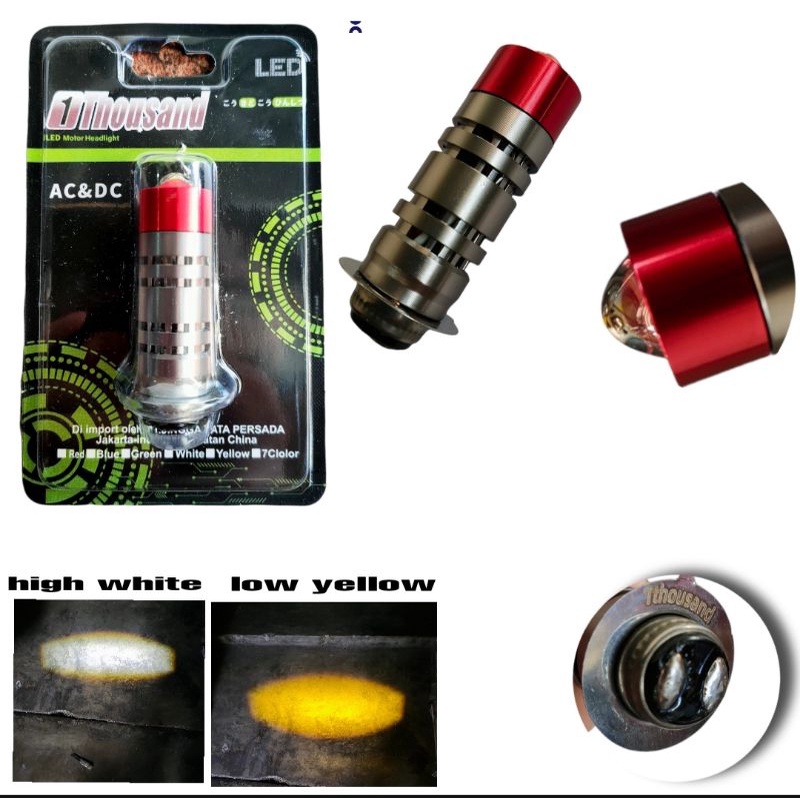 lampu depan motor LED model laser lensa 2 warna h6 H4 universal  bebek metik moge Vixion dll 1thousa