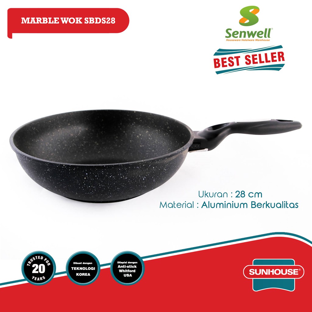 Sunhouse Induction Marble Frypan Anti Lengket Hitam 28 Cm (sbds28)