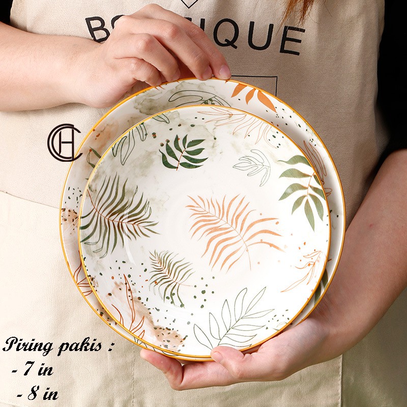 piring keramik makan bulat steak dan biasa 8 inch design jepang korea bisa untuk oven panggang-7
