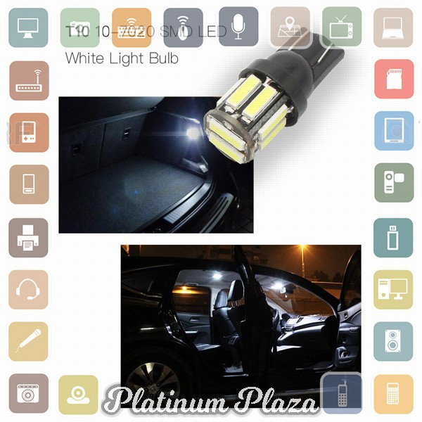 JIAMEN Lampu Mobil Headlight LED T10 W5W SMD 7020 2 PCS - PN-RGB - White`R0D11J-