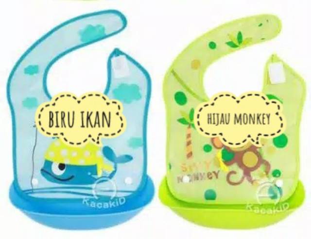 SLABBER/BIB SILICONE / celemek silikon makan bayi anak