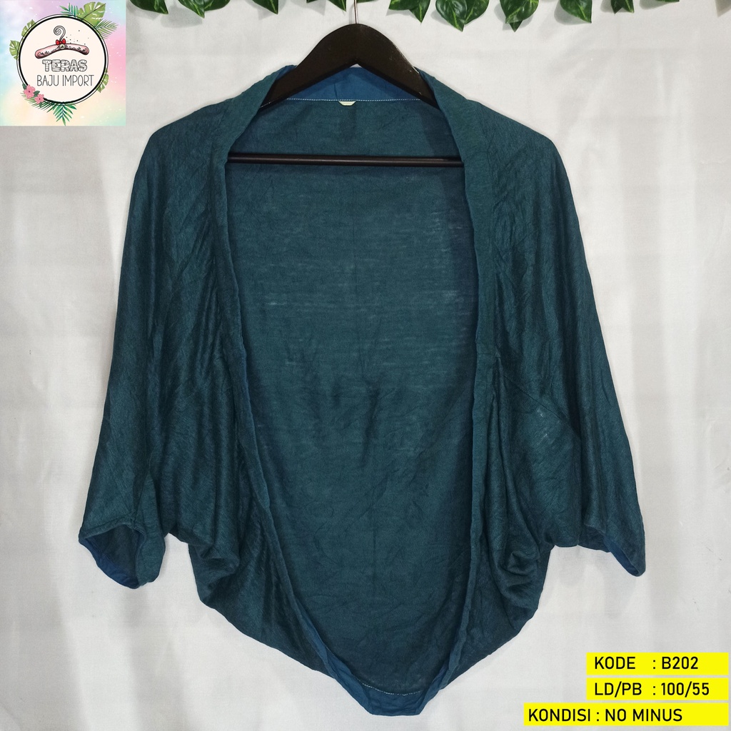 Atasan Wanita Thrift Cardigan Sweater Rompi Rajut Motif Batwings Sulam Ketupat Balon Murah-B202