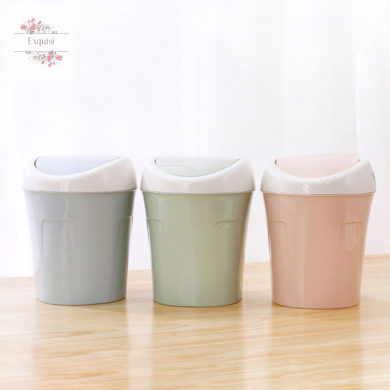 Swing Lid Wastebasket
 - Countertop Mini Trash Can Plastic Swing Lid Table Wastebasket For Office Home Shopee Indonesia
