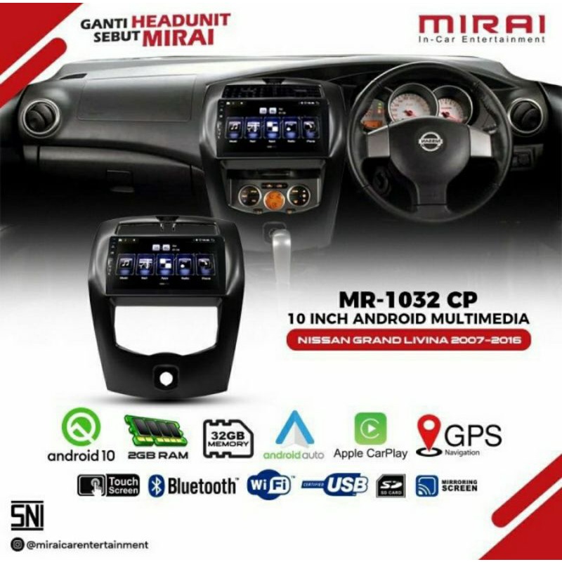 head unit android 10inch Nissan grand Livina 2007-2016 Mirai 2032 Cp