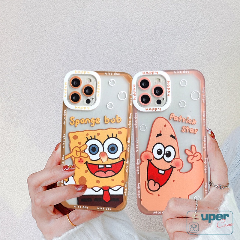 Fashion Kartun SpongeBob Ponsel Case Infinix Note 11 12 10 Pro Infinix Smart 5 6 4 Play Plus Hot 12i 11s NFC 10Lite 8 10 9 12 11 Play Transparan Tpu Lovely Patrick Star Soft Cover