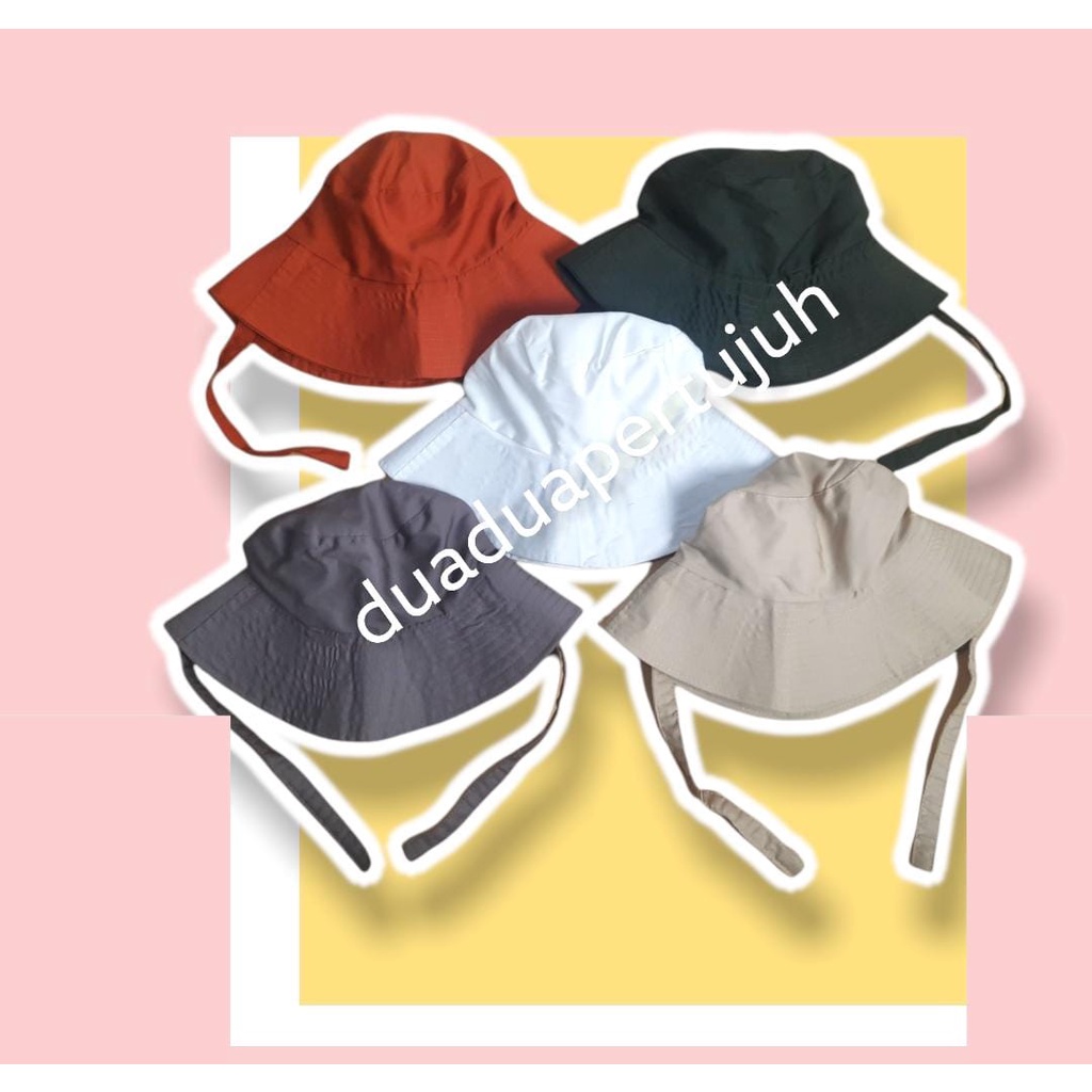 BUCKET HAT LEBAR TALI TOPI PANTAI OUTDOOR TOPI BUCKET TALI BUCKET HAT LEBAR BUCKET HAT KOREA BUCKET SELEBGRAM