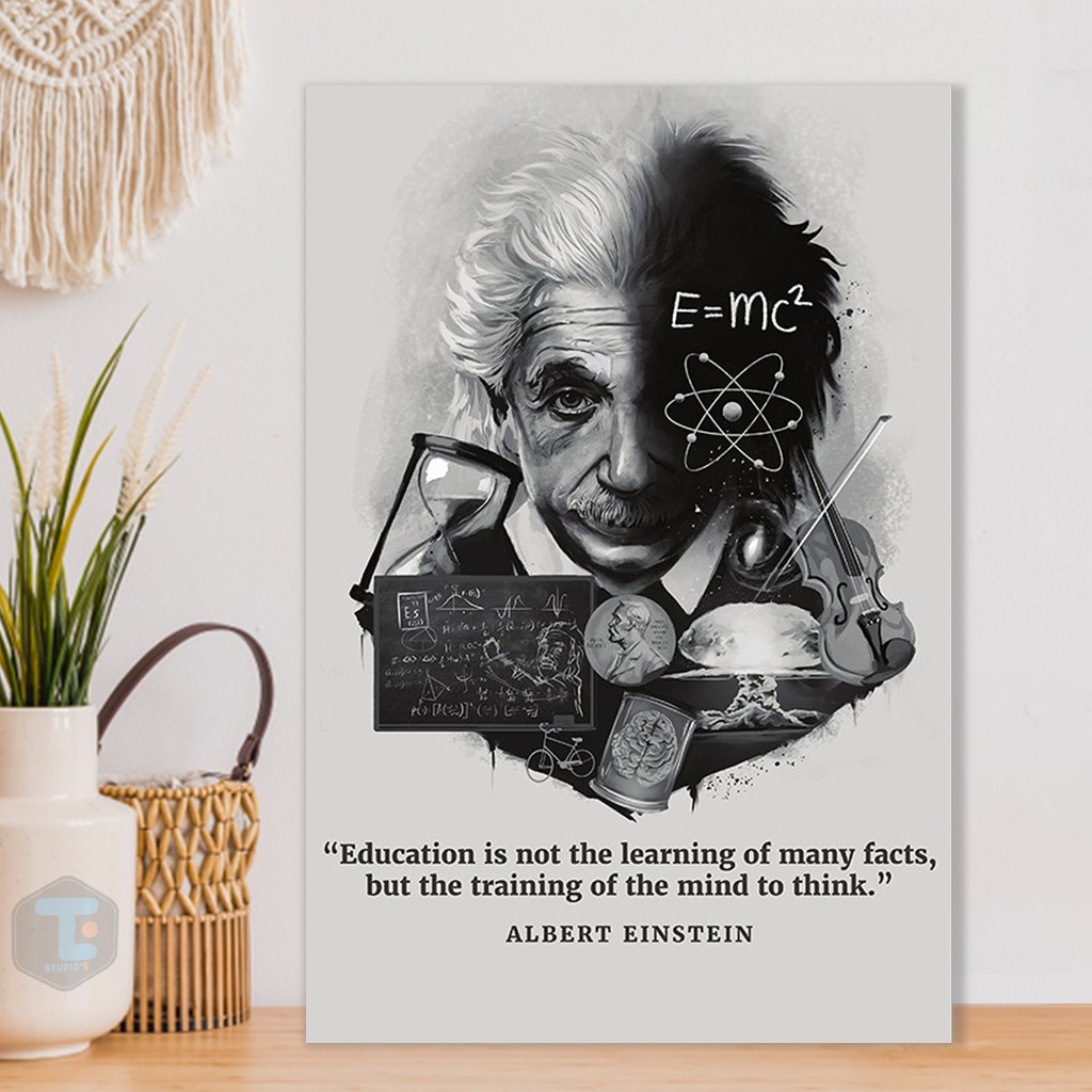 Hiasan Dinding Albert Einstein Walldecor Pajangan Rumah Poster Quotes Papan Kayu