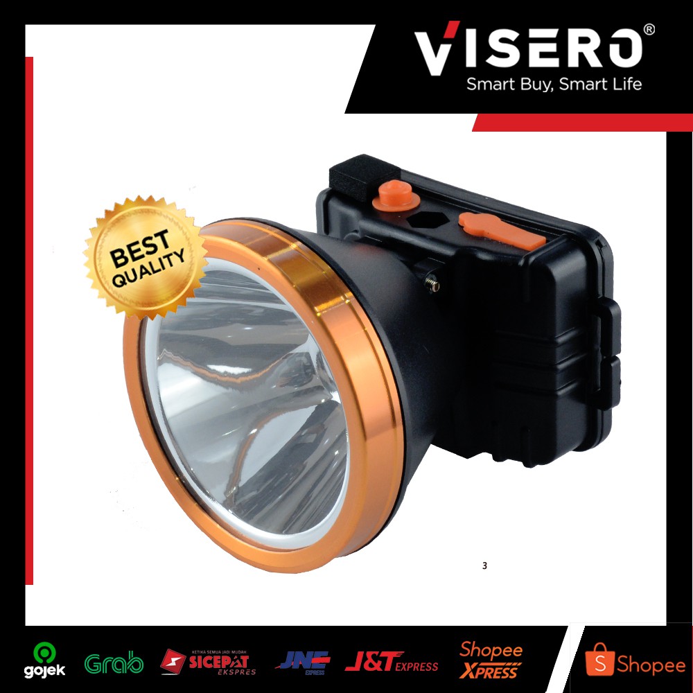 Senter Kepala Besar 45 W Super Terang Bisa Ganti Baterai Visero (VHL-5245)
