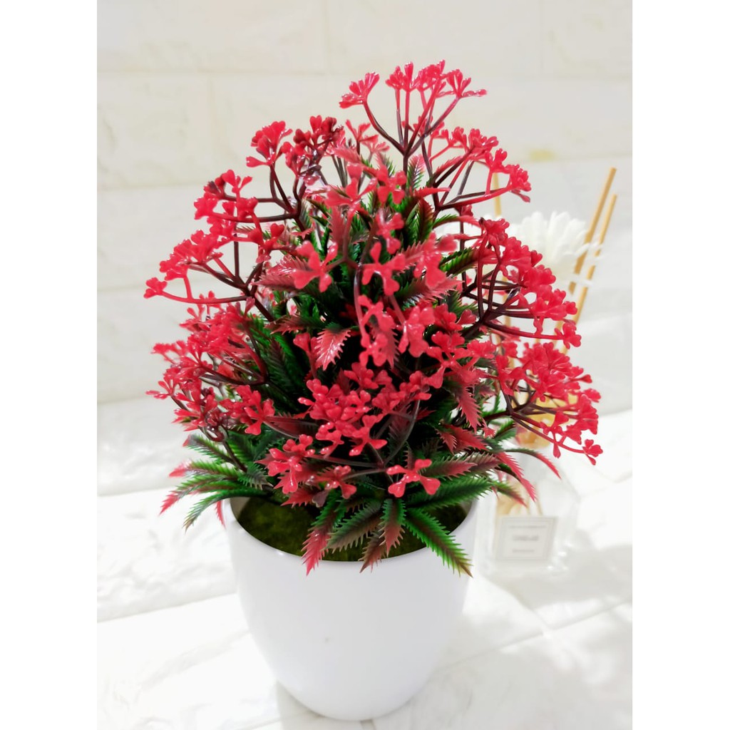 BOS238 Bunga Plastik / Pajangan Bunga Artifisial-Merah