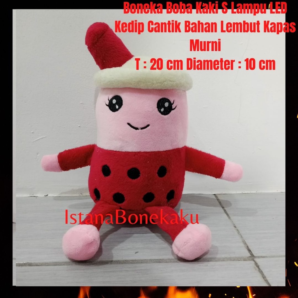 Boneka Boba Milk Tea Kaki Tangan LED Ukuran S T: 22 cm Halus Berkualitas Standar  SNI