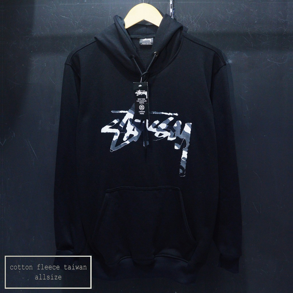 DISTRO BANDUNG jaket hoodie stussy black premium