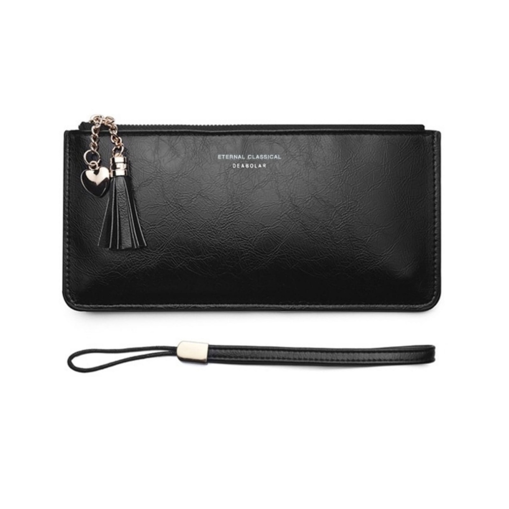 DOMPET PANJANG WANITA PESTA MUAT HP KULIT HITAM TALI PENDEK IMPORT RELESA WA517B5 SLOT KARTU UANG RESLETING KOIN PREMIUM KOREA FASHION REMAJA KEKINIAN CEWEK MURAH BATAM BRANDED TIPIS SIMPLE