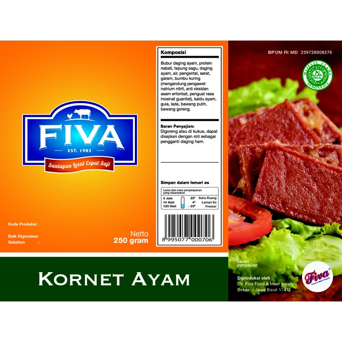 

FIVA Kornet Ayam / Chicken Corned Meat Netto 250 gram