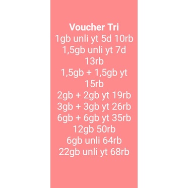 Tri/3/Three kirim kode Voucher