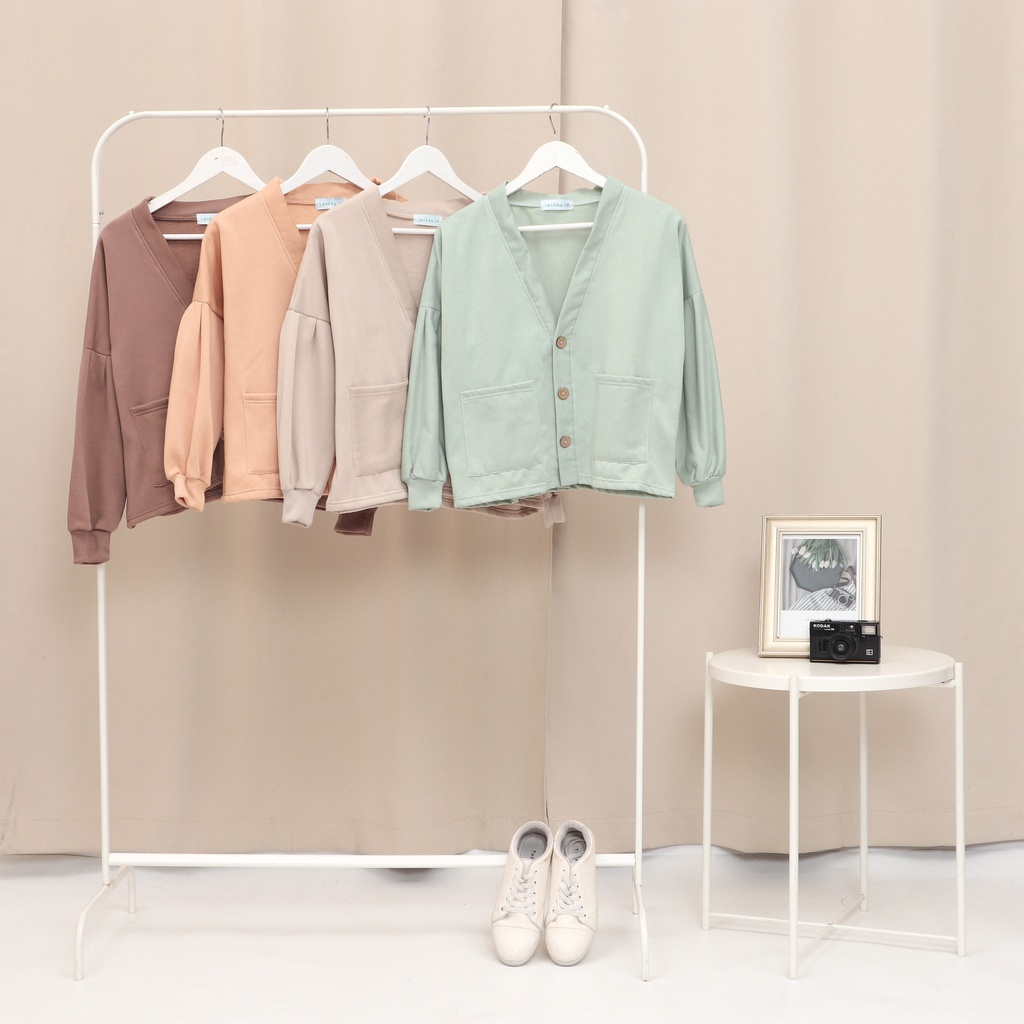 Jaket Sweater Hoodie Women Pakaian wanita Sweater Oversize Outer musim Semi-CARDIGAN EASY GREEN