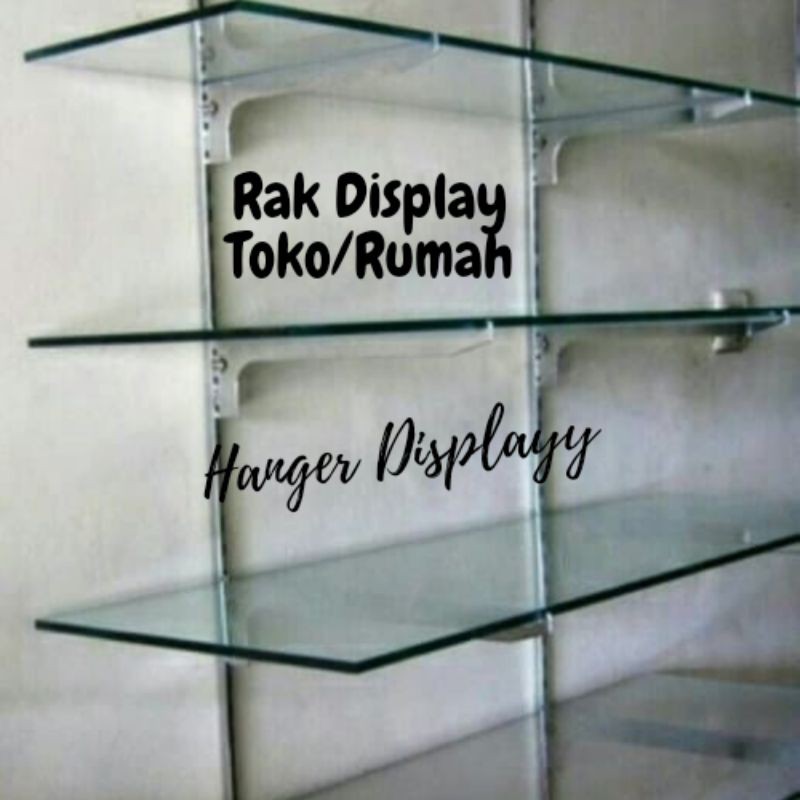 Rak Kaca / Papan buat di dinding 4 Susun/ 4 Tingkat  Rak display Toko / Rak diaplay