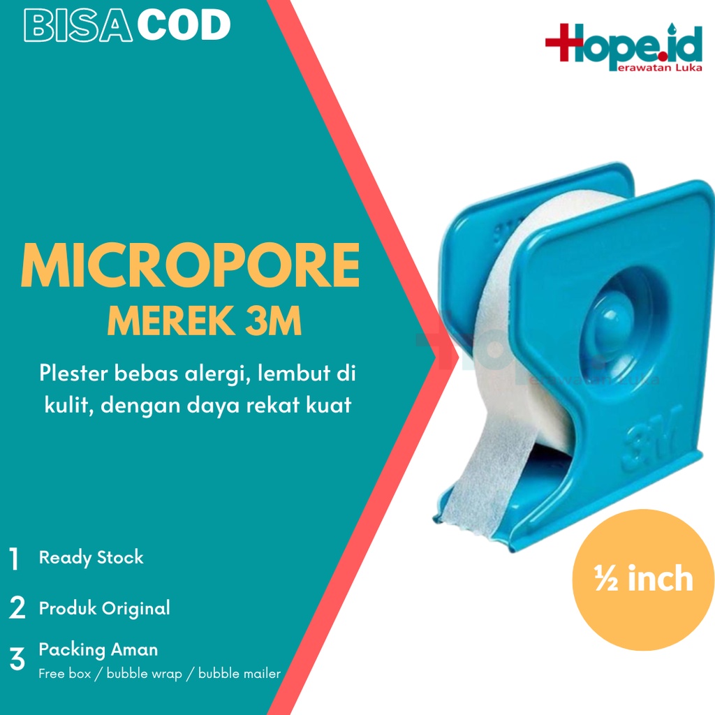 Plester Luka Micropore Merek 3M ukuran 0,5 inch