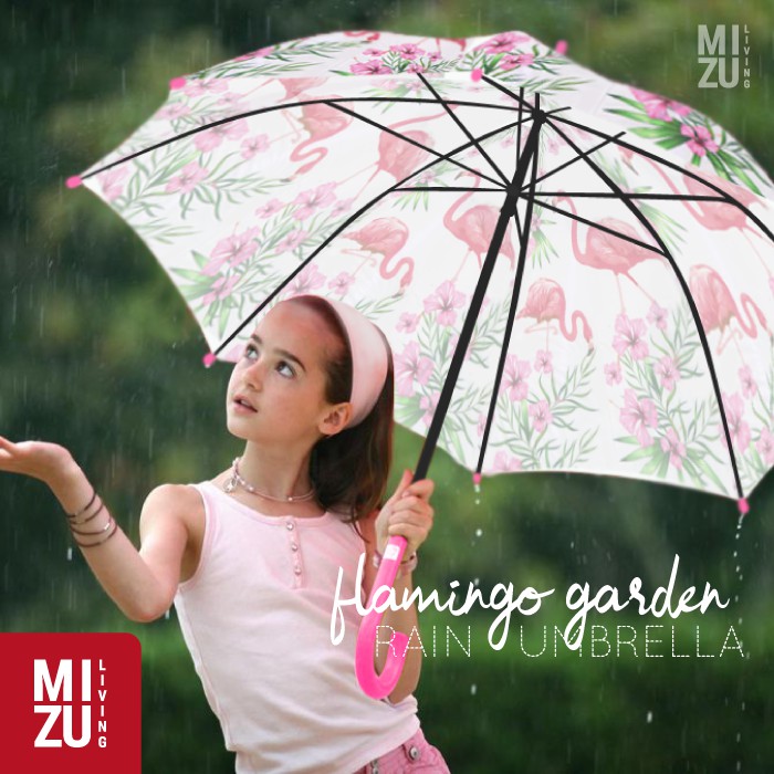 [CLEARANCE SALE] FLAMINGO GARDEN Rain Umbrella Payung Hujan Fashion Korea Semi Doff Translucent