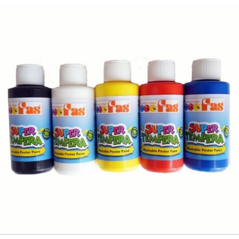 

Fas Super Tempera Cat Air Anak set 5 pcs Ukuran 100 ml Non Toxic Super Washable Impor New Zealand