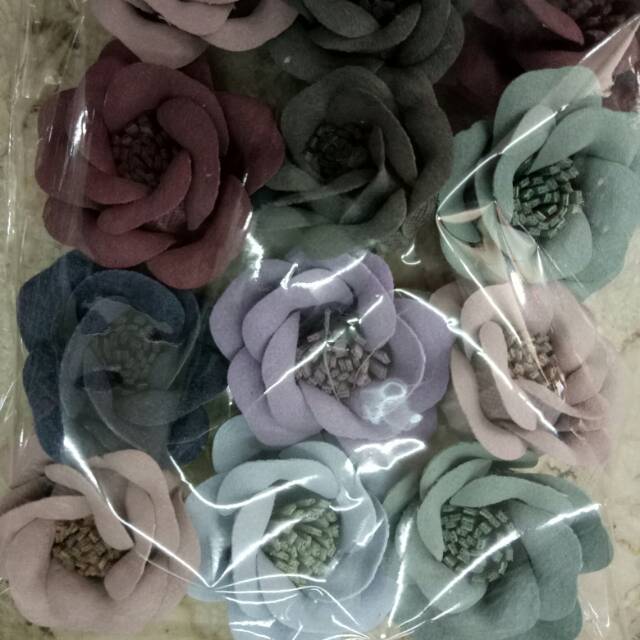 bunga butek rose bahan craft hiasan aksesoris bros