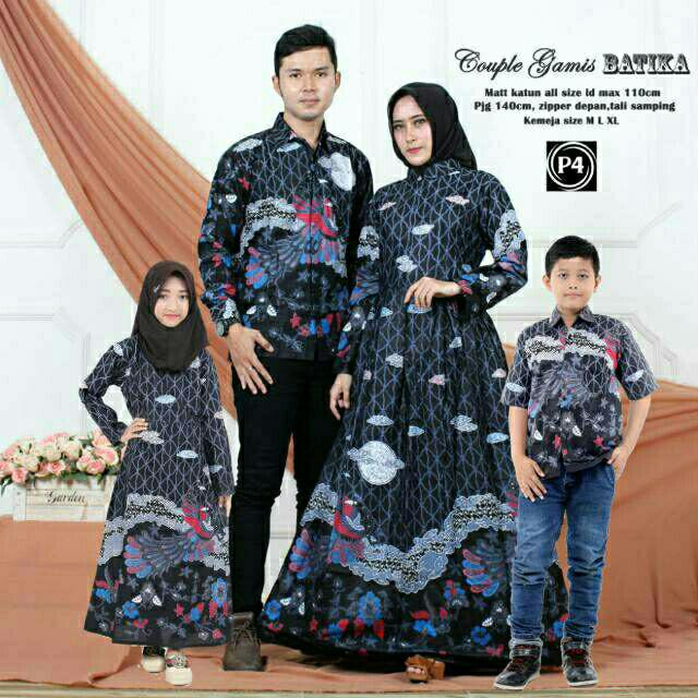 Batik Couple Keluarga - Bisa Cod - Couple Batik Indonesia Sarimbit Gamis Familly  - Batik Putra Hadi