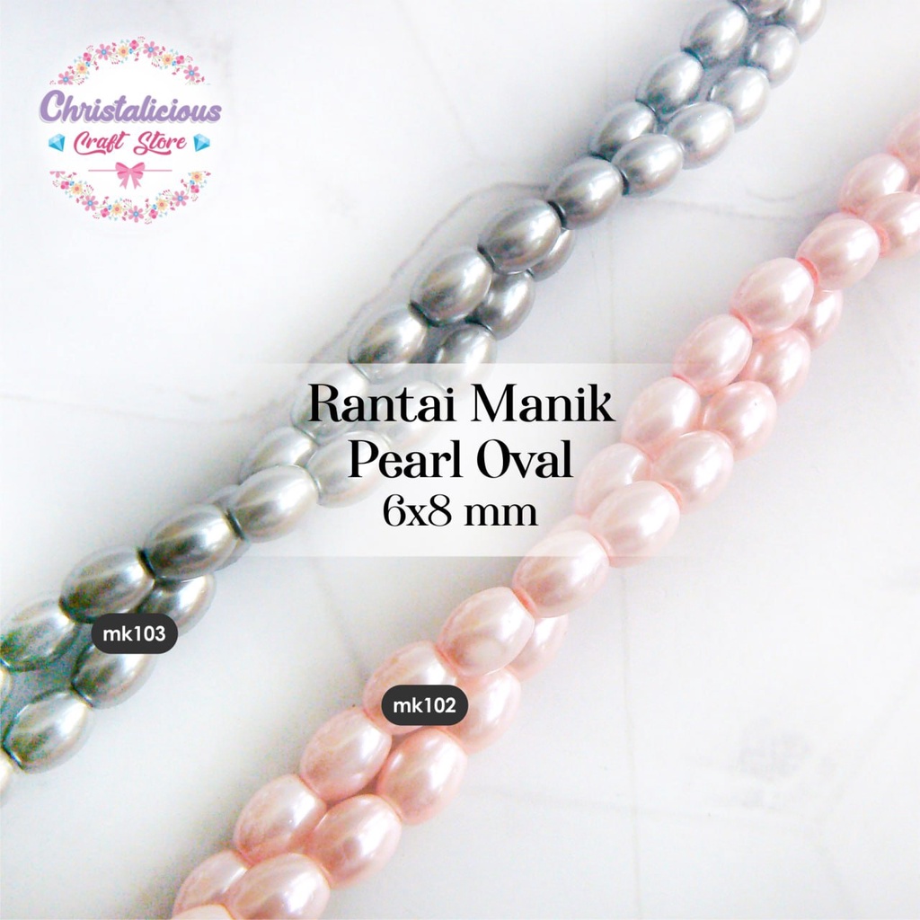 Mutsin oval, mutiara sintetis oval ukuran 6x8 mm, mote oval, mutiara oval, manik oval