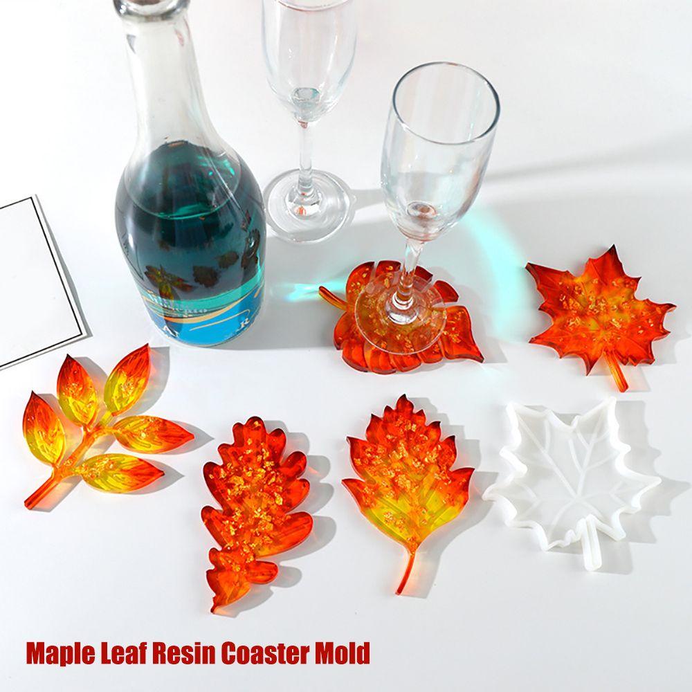 Solighter Resin Coaster Cetakan DIY Casting Maple Leaf Alat Membuat Perhiasan Coaster Mould