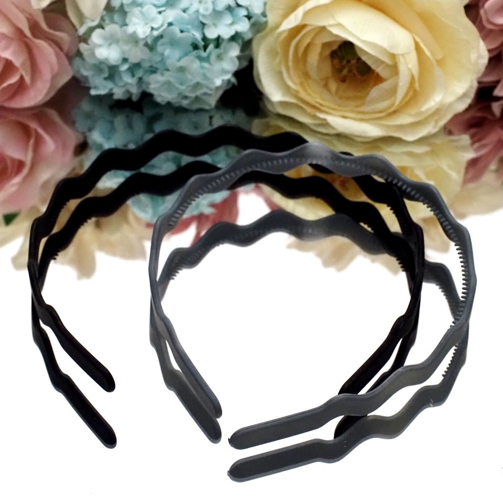 Bando Doff Polos Bando Gelombang Zigzag Warna Soft Matte Tebal Bandana Korea Headband Aksesoris Rambut Wanita Pria