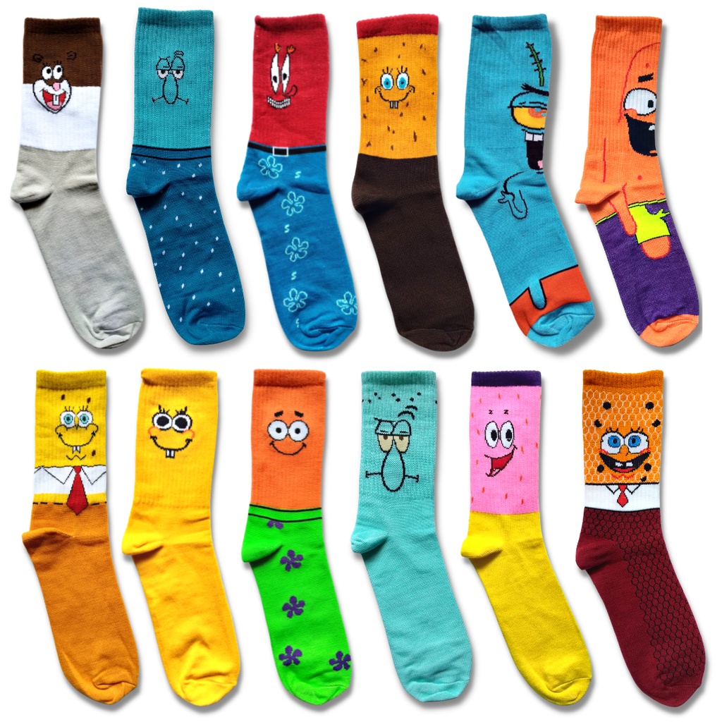 [PROMO] Kaos Kaki Pria Oldschool Motif Spongebob - The Muds Official