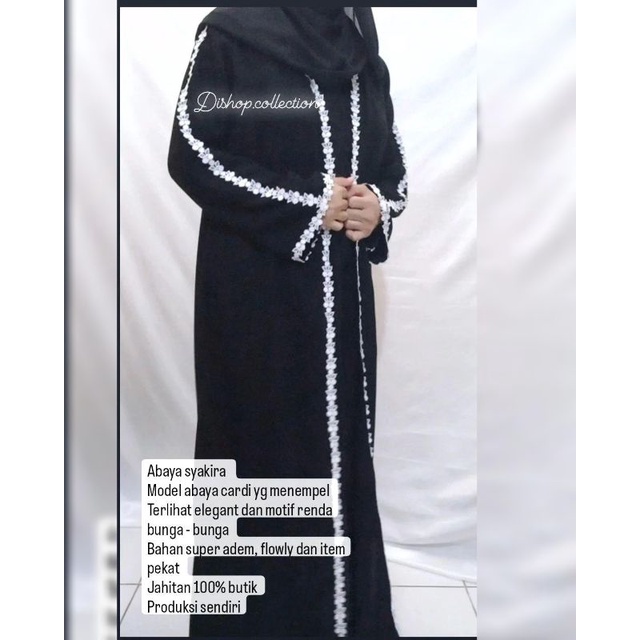 ABAYA outer Gamis hitam SYAKIRA | outer item list bunga