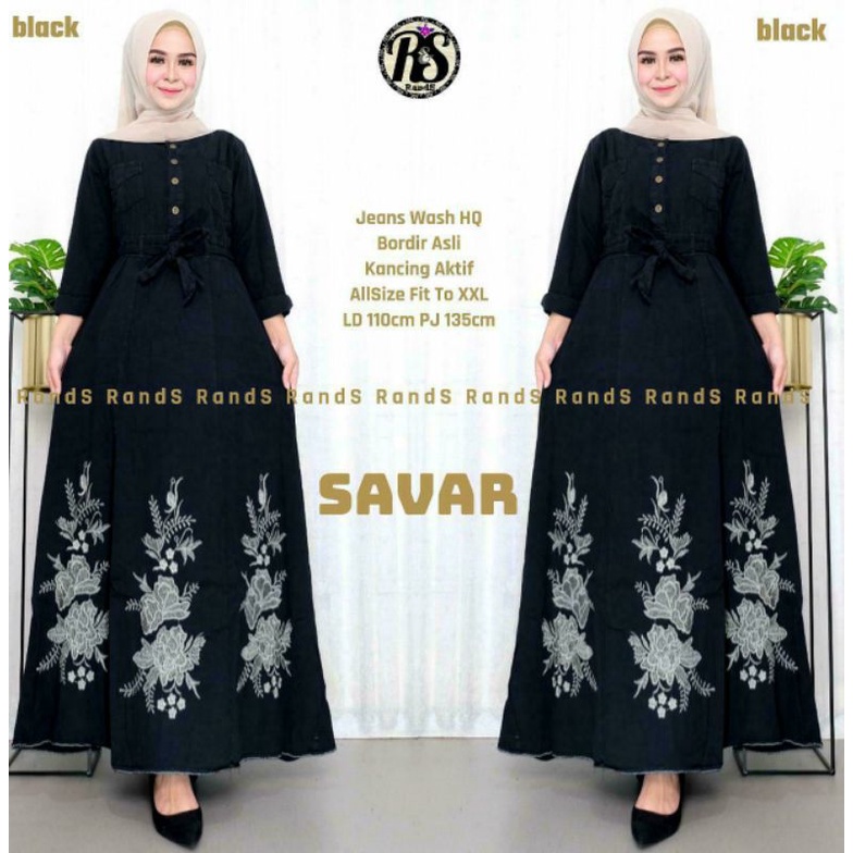 SAVARA maxy gamis bordir hitam bordir