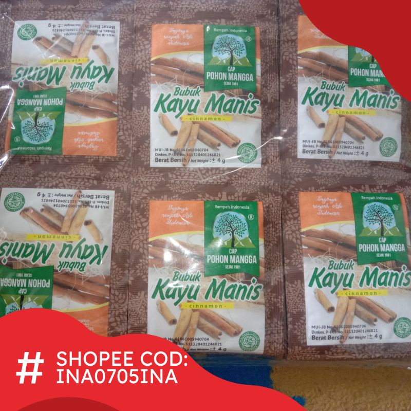 Kayu Manis Bubuk Tabura / Kayu manis 500 x 12 Sachet