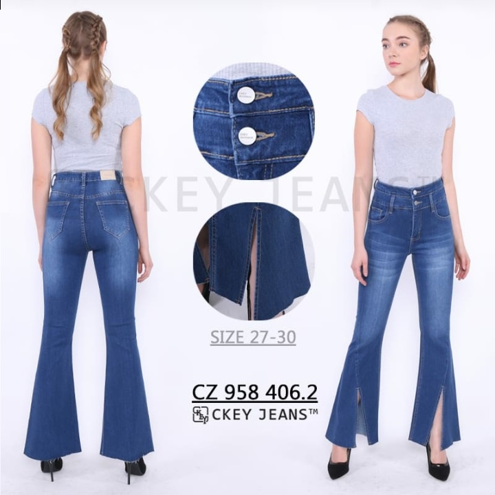 Celana Jeans Cutbray Split Unfinished / Cutbray Jeans Wanita