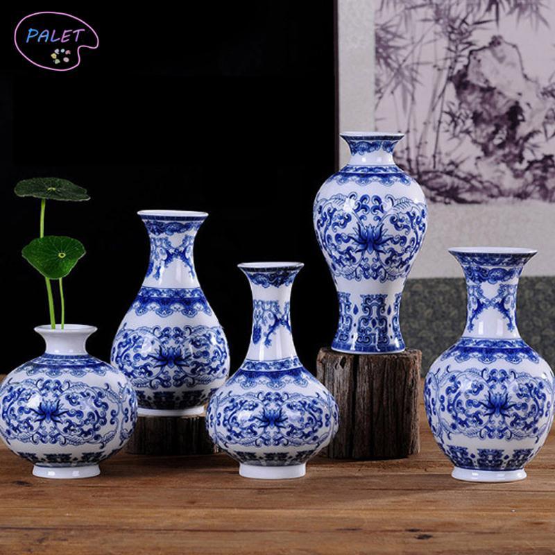  Vas  Bunga  Keramik Porselen Warna Biru Putih  Shopee Indonesia