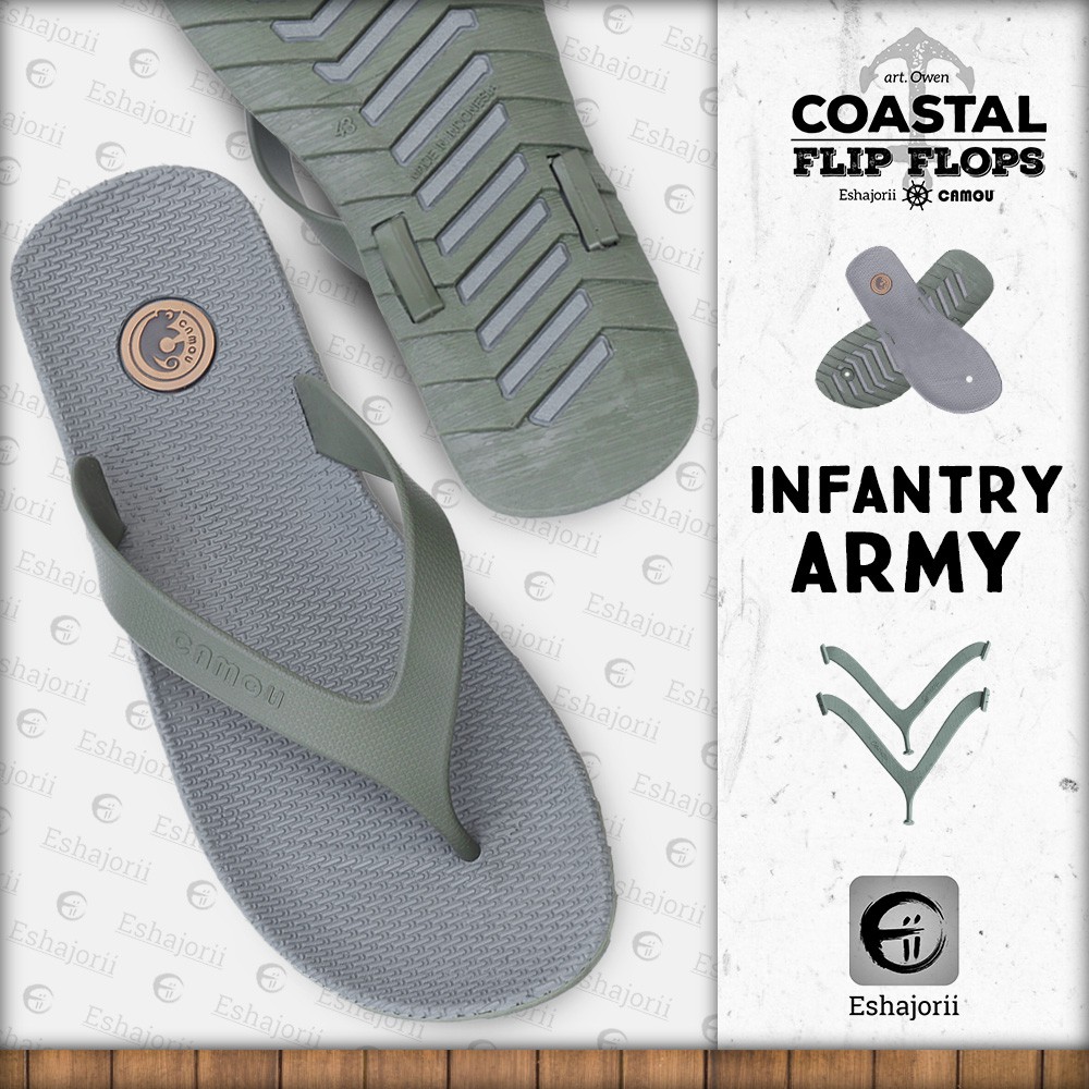 OWEN INFANTRY ARMY - Sandal Jepit Pria CAMOU Abu &amp; Olive